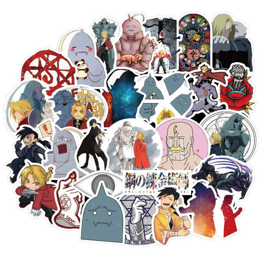 50PCS Fullmetal Alchemist Stickers Anime Sticker For Kids DIY Guitar Laptop Phone Ps4 Skateboard Pegatina - Weeb Clothing
