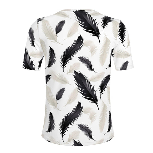 Black Feather Pattern | Mens All Over Print T-shirts - Blue BØxpopcustoms