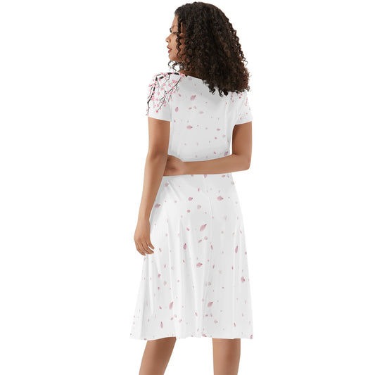 Cherry Blosom Petals | Womens Ruffle Summer Dress - Weeb Clothingpopcustoms