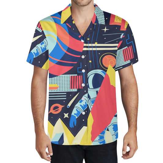 Colorful Abstarct Design | Mens Hawaiian Casual Shirt - Blue BØxpopcustoms