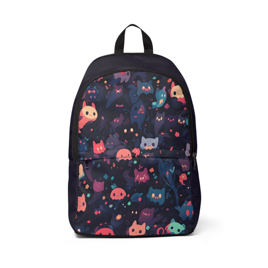 Cute Neon Cats | Unisex Fabric Backpack - Blue BØXPrintify