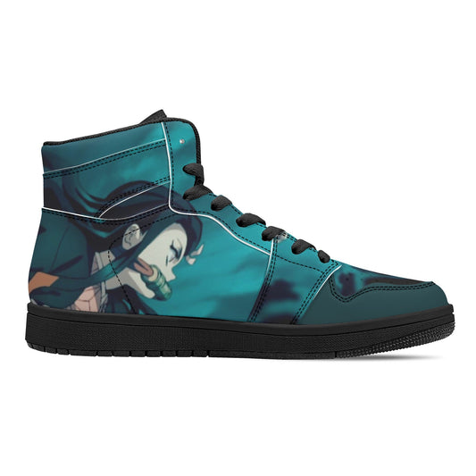 Demon Slayer | Womens Black High Top Leather Sneakers - Weeb Clothingpopcustoms