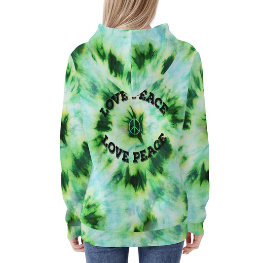 Green Hippie Womens All Over Print Hoodie - Blue BØxpopcustoms