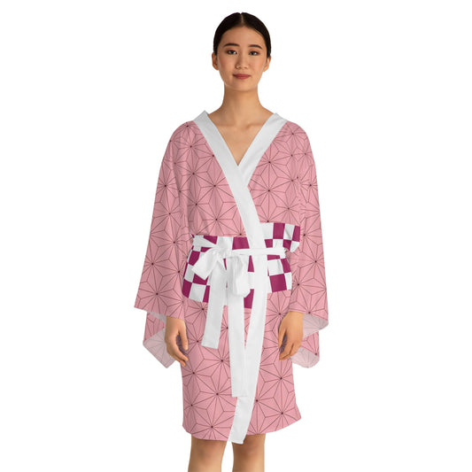 Nezuko Inner Kimono - Demon Slayer | Long Sleeve Kimono Robe (AOP) - Weeb ClothingPrintify