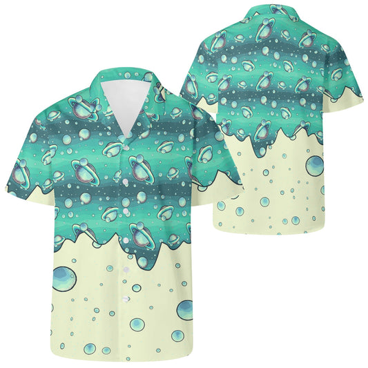Teal Abstarct Design | Mens Hawaiian Casual Shirt - Blue BØxpopcustoms